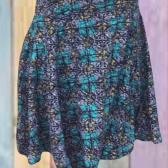 Bebop Black Blue Multicolor Fit & Flare T-back Dress - Picture 8 of 12